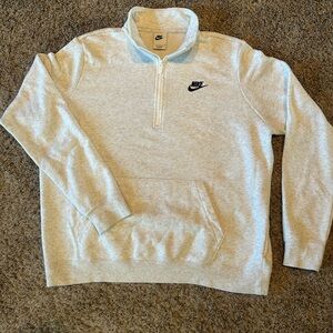 Nike Women's Club Fleece Heather Gray Half-Zip Pullover Sweatshirt